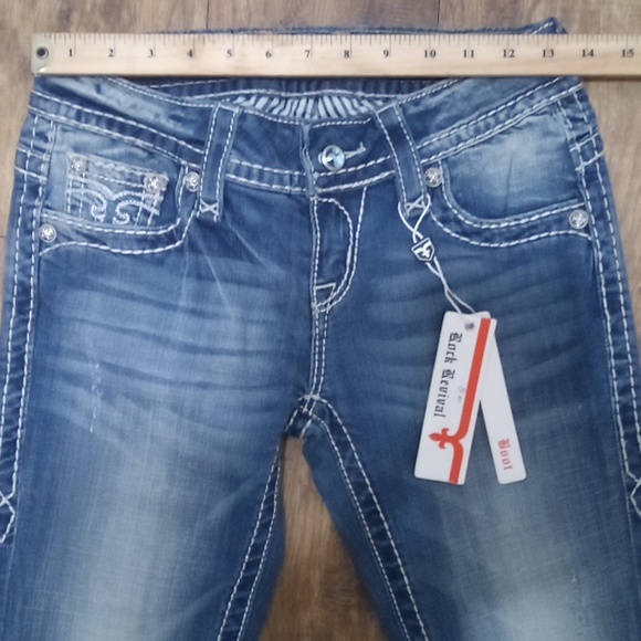 Rock Revival Women's 26 Straight Jen Embellished Shimmer Distressed NWT - Picture 10 of 13